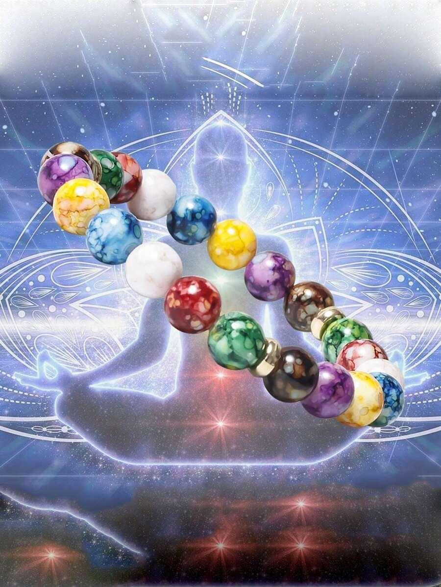 سوار طاقة 7 شاكرا من الخرز الأكريليك – قطعة واحدة